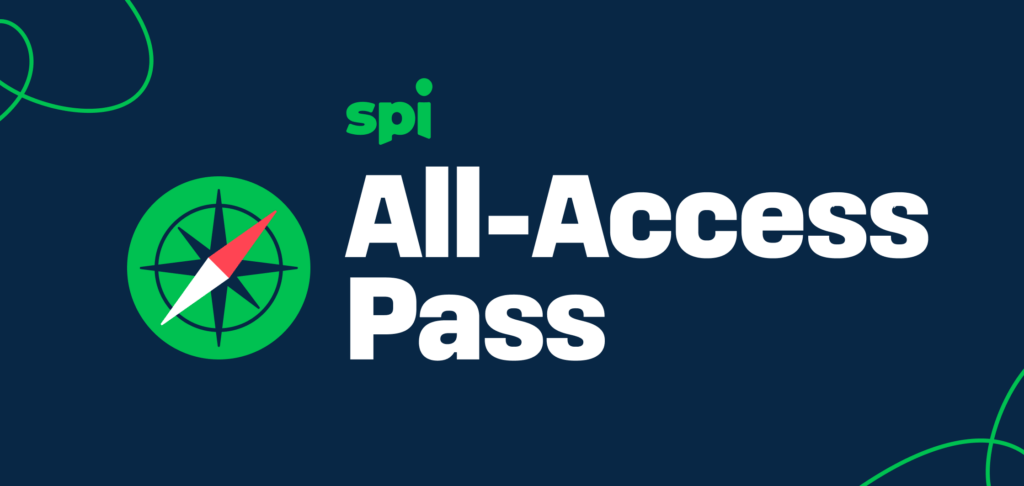 SPI All-Access Pass logo with green compass