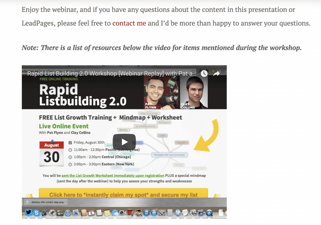 A screenshot of the webinar replay page, with a header naming the event and an embedded video of the webinar