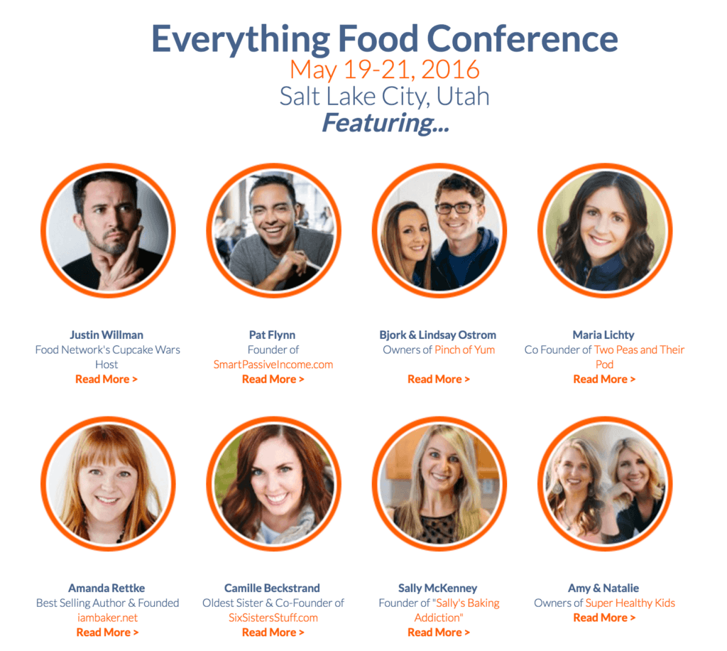 Everything Food Conference promo showing eight sets of speakers, including Pat.