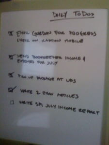 Photo of whiteboard with my To Do List