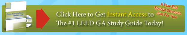 Button reads "Click here to get instant access to #1 LEED GA study guide today."