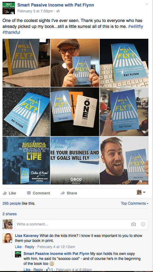 Facebook post from SPI showing a grid of nine reader photos of the Will It Fly book out in the wild, including with a paper airplane, like the one featured on the book cover