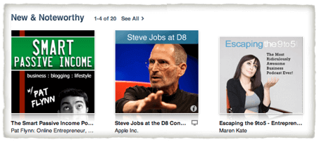 Pat featured on iTunes next to Apple's Steve Jobs talk and Maren Kate's "Escaping the 9 to 5"