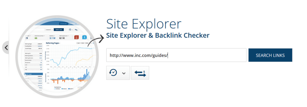 Ahref's site explorer. Enter a URL and click Search Links