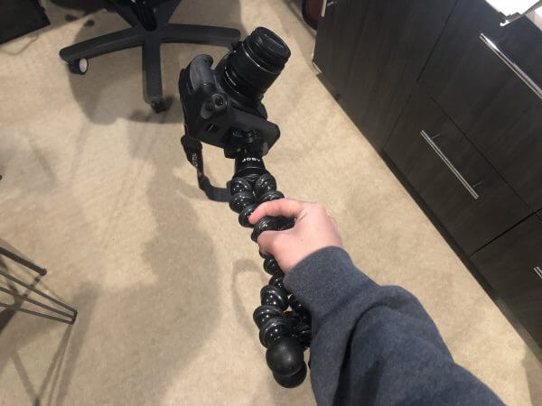 Holding a GorillaPod with a heavy camera on it causes the camera to fall backward