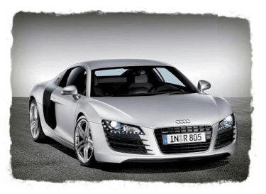 A silver Audi R8 car