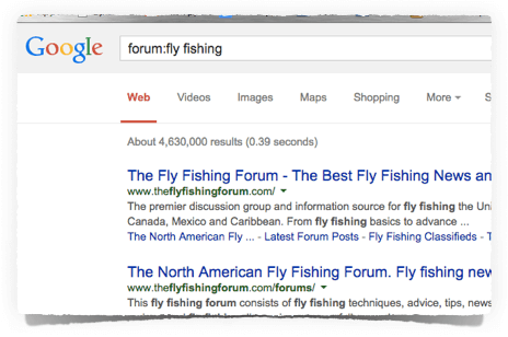 Google search using the following text: forum:fly fishing