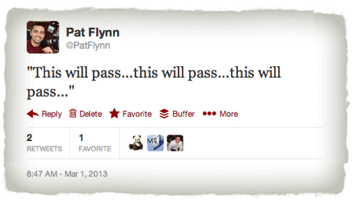 Tweet from Pat that reads, "This will pass...this will pass...this will pass."