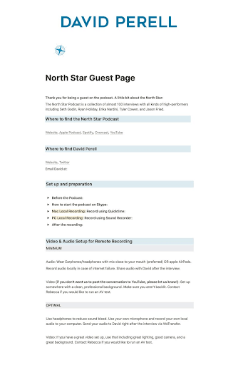 screenshot of David Perell's guest page on his website