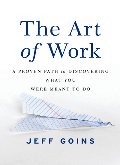 Book cover The Art of Work by Jeff Goins, with a crumpled paper airplane.