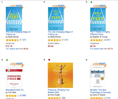 Mockup of Amazon book results grid with the book cover to see if it is readable