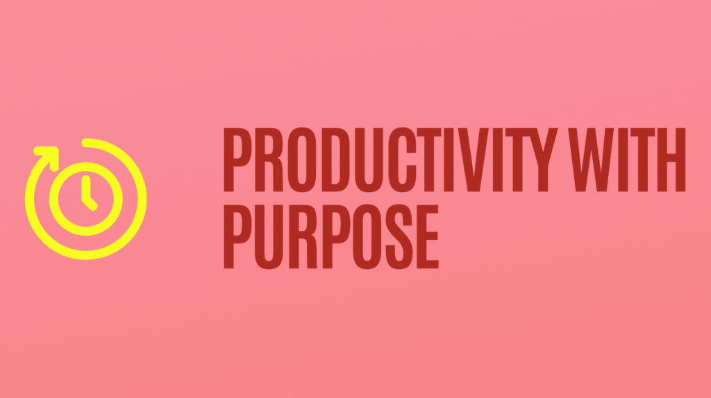 Productivity With Purpose logo with a clock icon