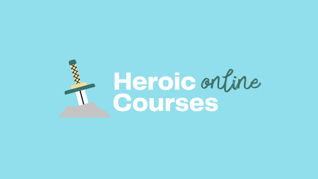 Heroic Online Courses logo with old fashioned sword stuck in the ground