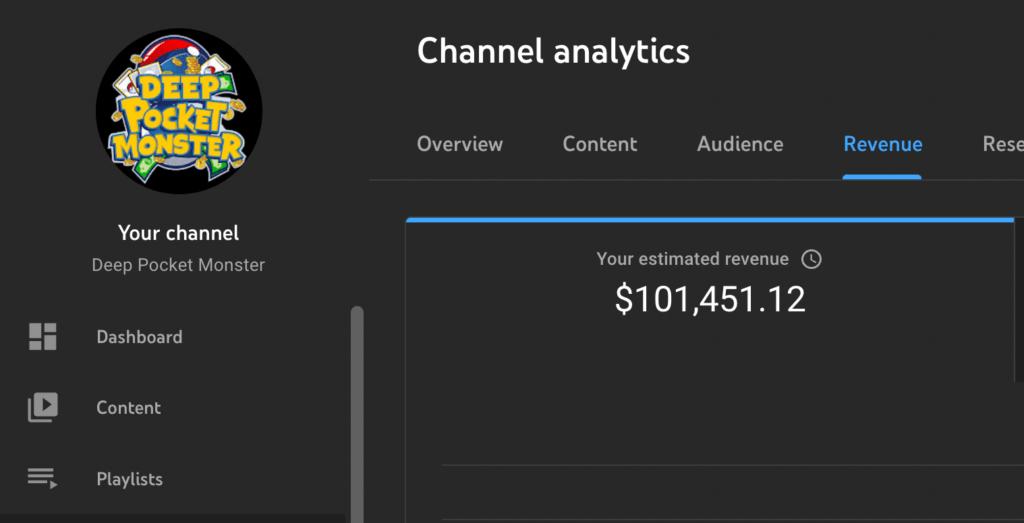 Deep Pocket Monster YouTube channel earnings of $101,451.12