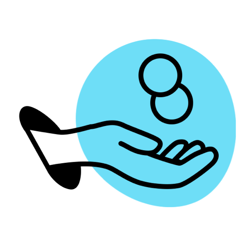 Icon of hand catching two coins