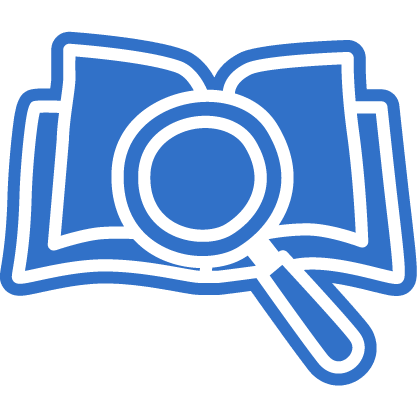 Book with magnifying glass icon